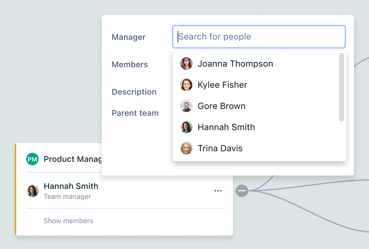 User and team management in OKR software