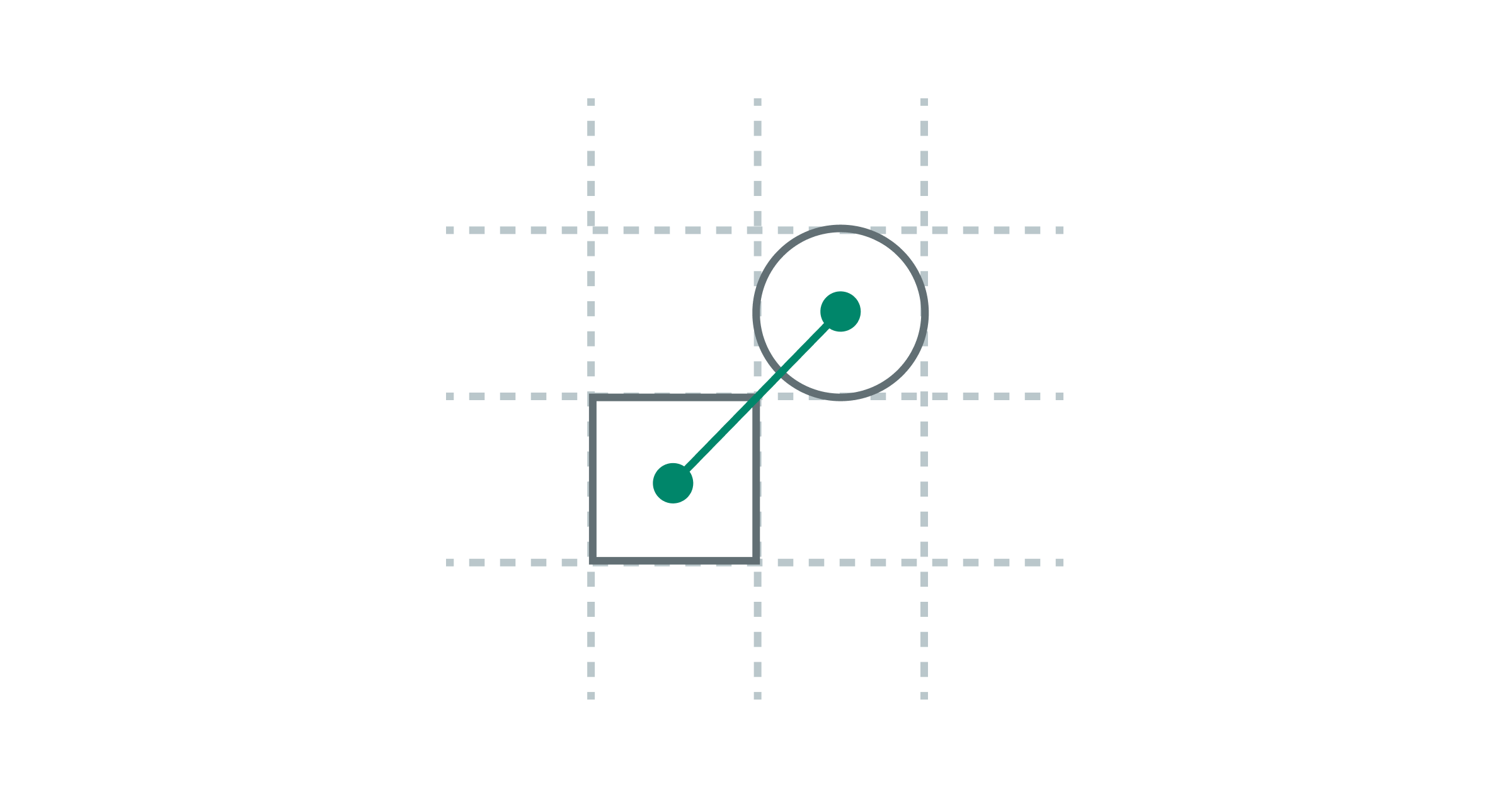 a transparent grid illustration connecting a circle and square representing the strategic planning process