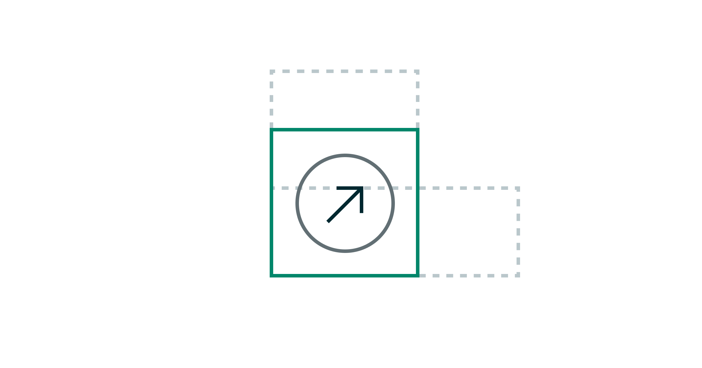 a transparent illustration of three squares joined by an arrow in a circle representing business adaptability